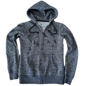 Oiselle Hoodie Women XS‎ Gray Birds Pullover Athletic Running Sweatshirt